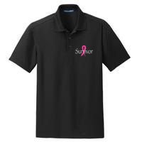 Breast Cancer Survivor Pink Ribbon Awareness Month Dry Zone Grid Polo