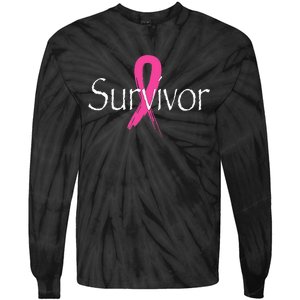 Breast Cancer Survivor Pink Ribbon Awareness Month Tie-Dye Long Sleeve Shirt