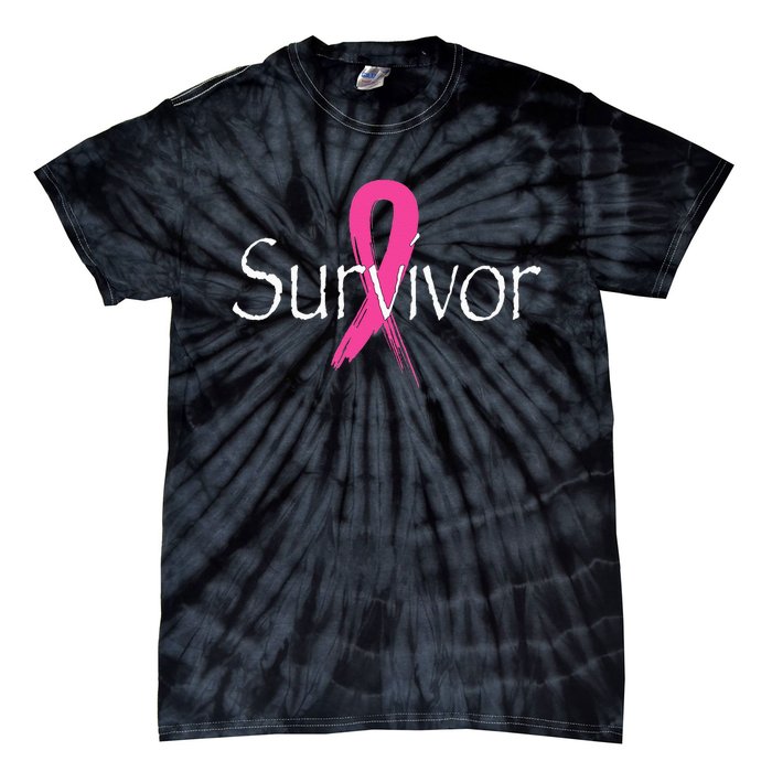 Breast Cancer Survivor Pink Ribbon Awareness Month Tie-Dye T-Shirt