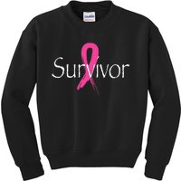 Breast Cancer Survivor Pink Ribbon Awareness Month Kids Sweatshirt