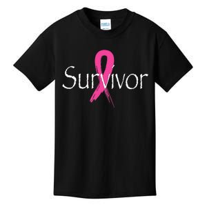 Breast Cancer Survivor Pink Ribbon Awareness Month Kids T-Shirt