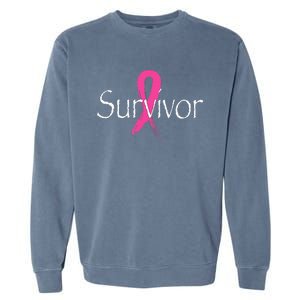 Breast Cancer Survivor Pink Ribbon Awareness Month Garment-Dyed Sweatshirt