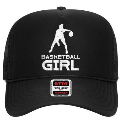 Basketball Cute Sports Lover Baller Player Women High Crown Mesh Back Trucker Hat