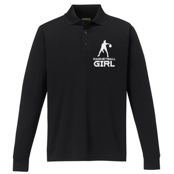 Basketball Cute Sports Lover Baller Player Women Performance Long Sleeve Polo