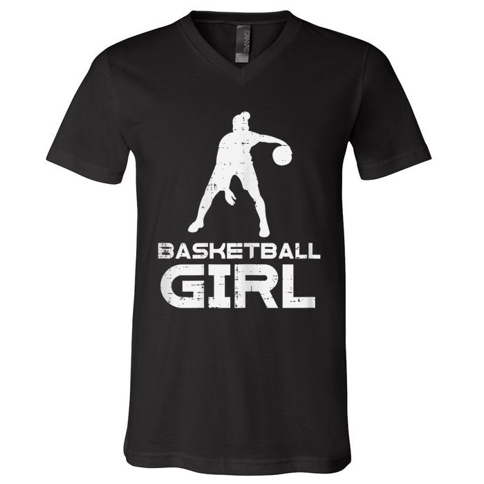 Basketball Cute Sports Lover Baller Player Women V-Neck T-Shirt