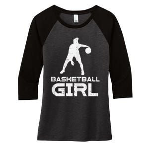 Basketball Cute Sports Lover Baller Player Women Women's Tri-Blend 3/4-Sleeve Raglan Shirt