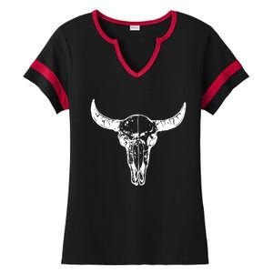 Boho Cow Skull Wild West Western Ladies Halftime Notch Neck Tee