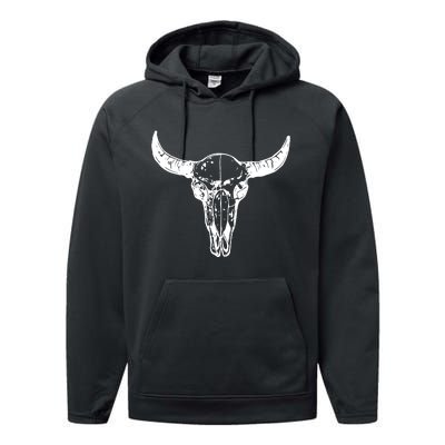 Boho Cow Skull Wild West Western Performance Fleece Hoodie