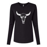 Boho Cow Skull Wild West Western Womens Cotton Relaxed Long Sleeve T-Shirt