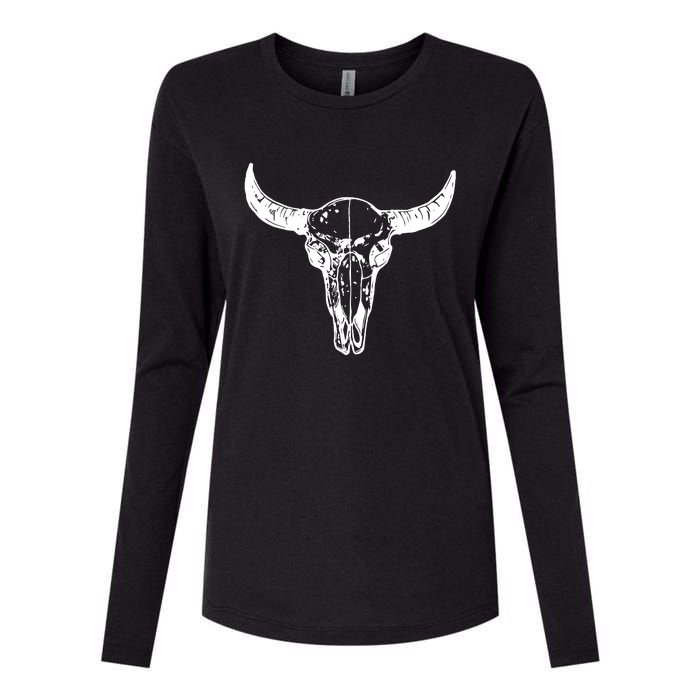 Boho Cow Skull Wild West Western Womens Cotton Relaxed Long Sleeve T-Shirt