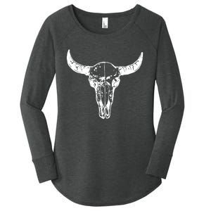 Boho Cow Skull Wild West Western Women's Perfect Tri Tunic Long Sleeve Shirt