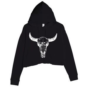 Boho Cow Skull Wild West Western Crop Fleece Hoodie