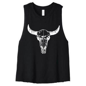 Boho Cow Skull Wild West Western Women's Racerback Cropped Tank