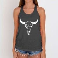 Boho Cow Skull Wild West Western Women's Knotted Racerback Tank