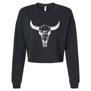 Boho Cow Skull Wild West Western Cropped Pullover Crew