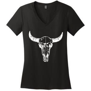 Boho Cow Skull Wild West Western Women's V-Neck T-Shirt