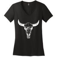 Boho Cow Skull Wild West Western Women's V-Neck T-Shirt