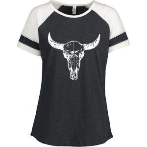 Boho Cow Skull Wild West Western Enza Ladies Jersey Colorblock Tee