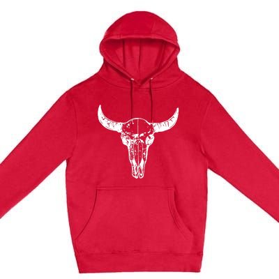 Boho Cow Skull Wild West Western Premium Pullover Hoodie