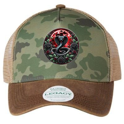 Black Cobra Snake Goth Roses and Red Moon Legacy Tie Dye Trucker Hat