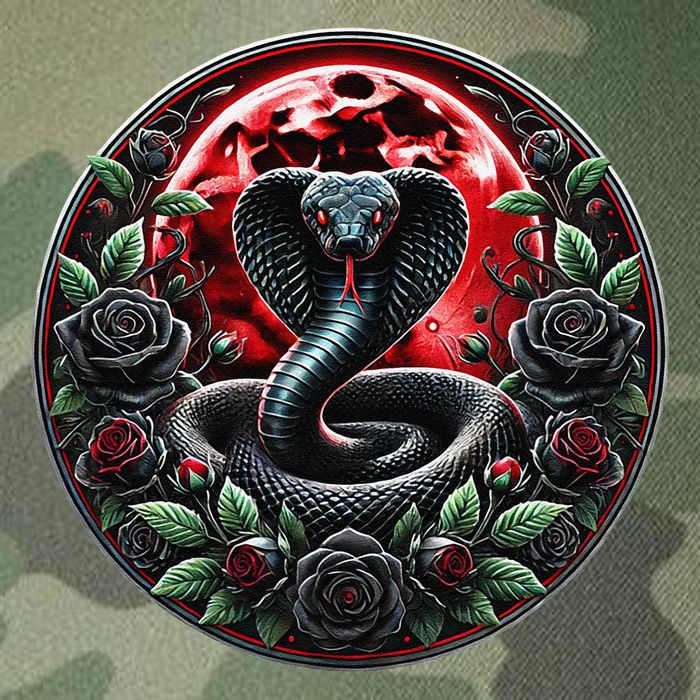 Black Cobra Snake Goth Roses and Red Moon Legacy Tie Dye Trucker Hat