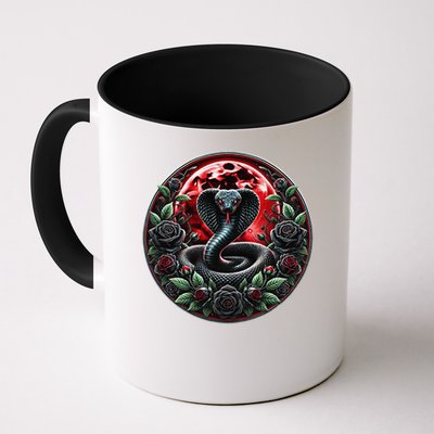 Black Cobra Snake Goth Roses and Red Moon Mug