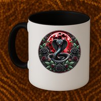 Black Cobra Snake Goth Roses and Red Moon Mug