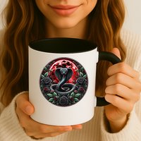 Black Cobra Snake Goth Roses and Red Moon Mug