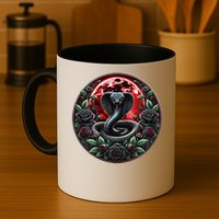 Black Cobra Snake Goth Roses and Red Moon Mug