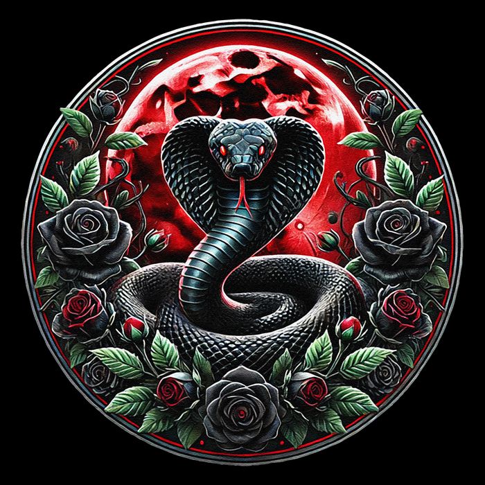 Black Cobra Snake Goth Roses and Red Moon Mug