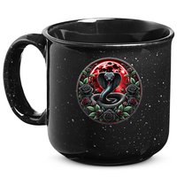 Black Cobra Snake Goth Roses and Red Moon 15oz Campfire Ceramic Mug