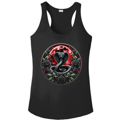 Black Cobra Snake Goth Roses and Red Moon Ladies PosiCharge Competitor Racerback Tank