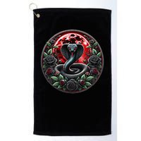 Black Cobra Snake Goth Roses and Red Moon Golf Towel