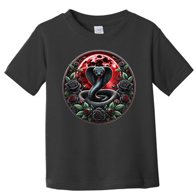 Black Cobra Snake Goth Roses and Red Moon Toddler T-Shirt