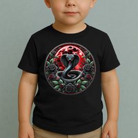 Black Cobra Snake Goth Roses and Red Moon Toddler T-Shirt