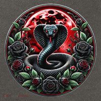 Black Cobra Snake Goth Roses and Red Moon Cotton Canvas Backpack