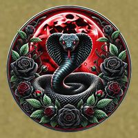 Black Cobra Snake Goth Roses and Red Moon Garment-Dyed Women's Muscle Tee