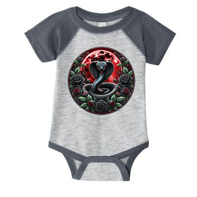 Black Cobra Snake Goth Roses and Red Moon Infant Baby Jersey Bodysuit