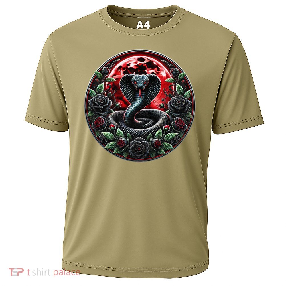 Black Cobra Snake Goth Roses and Red Moon Performance Shirt