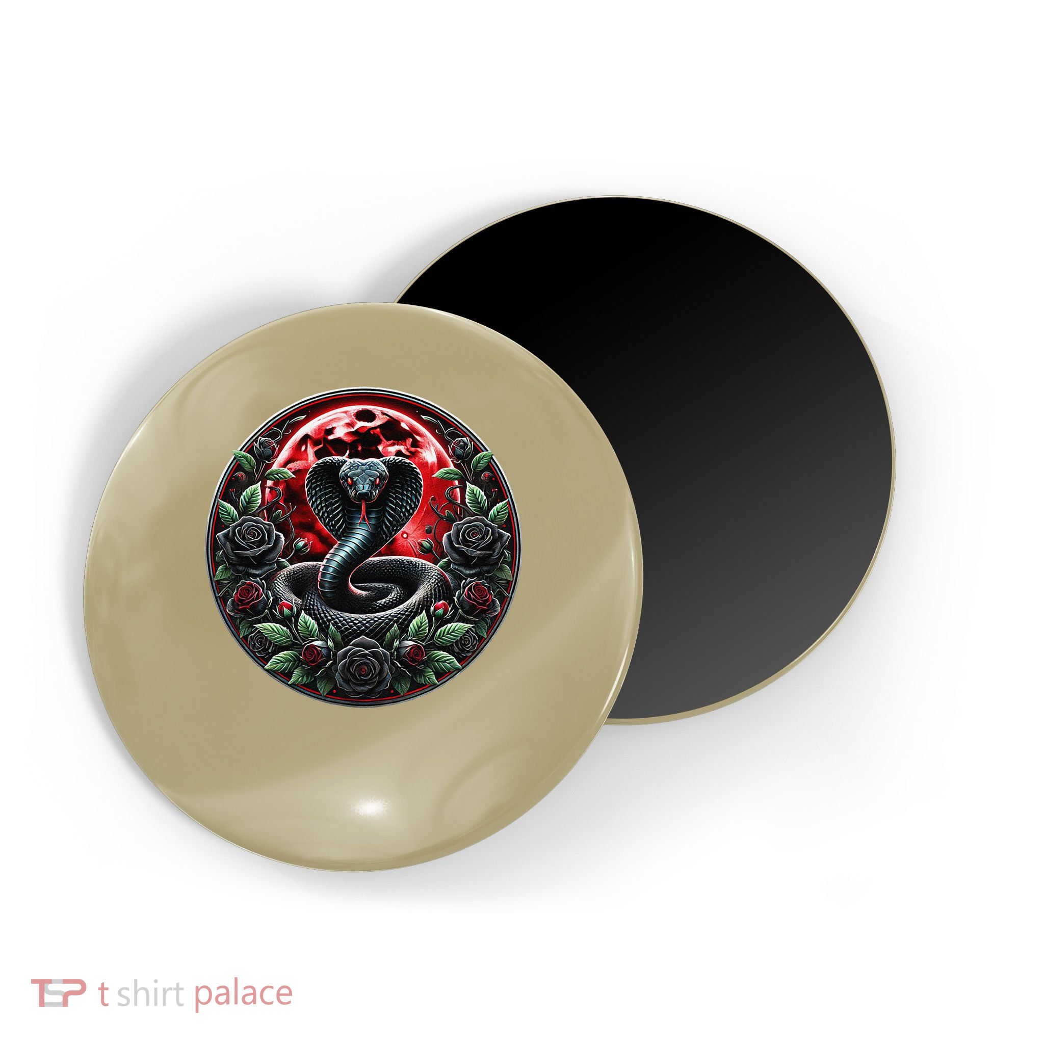 Black Cobra Snake Goth Roses and Red Moon Magnet