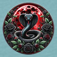 Black Cobra Snake Goth Roses and Red Moon Sueded Cloud Jersey T-Shirt