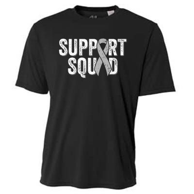 Brain Cancer Support Squad Friend Family Support Ribbon Cooling Performance Crew T-Shirt