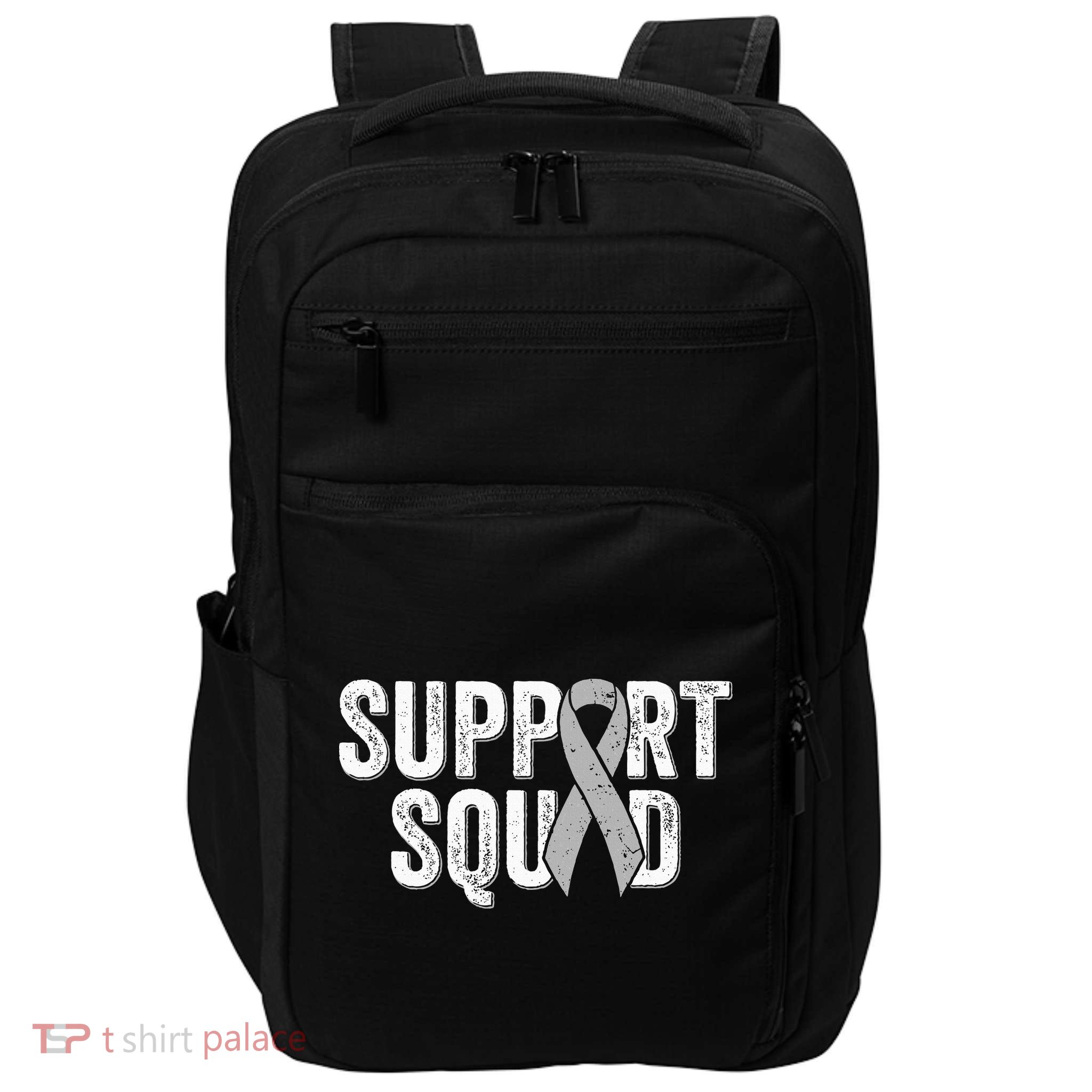 Brain Cancer Support Squad Friend Family Support Ribbon Impact Tech Backpack