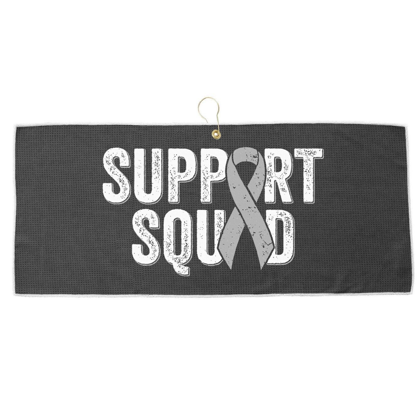 Brain Cancer Support Squad Friend Family Support Ribbon Large Microfiber Waffle Golf Towel