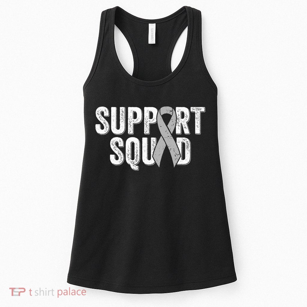Brain Cancer Support Squad Friend Family Support Ribbon Womens Tank Top