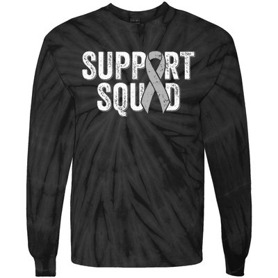 Brain Cancer Support Squad Friend Family Support Ribbon Tie-Dye Long Sleeve Shirt