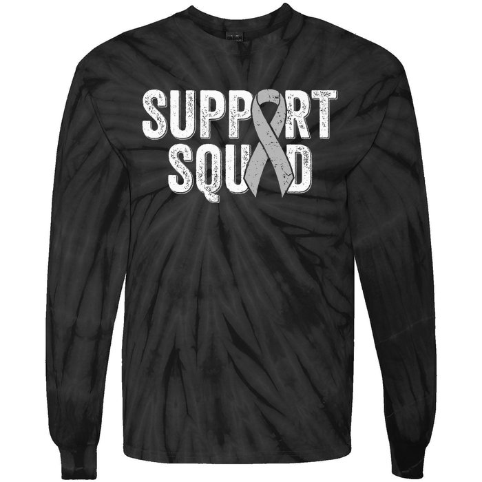 Brain Cancer Support Squad Friend Family Support Ribbon Tie-Dye Long Sleeve Shirt