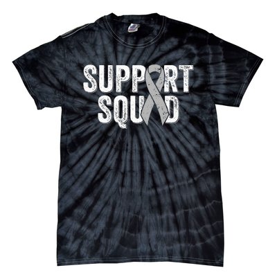 Brain Cancer Support Squad Friend Family Support Ribbon Tie-Dye T-Shirt