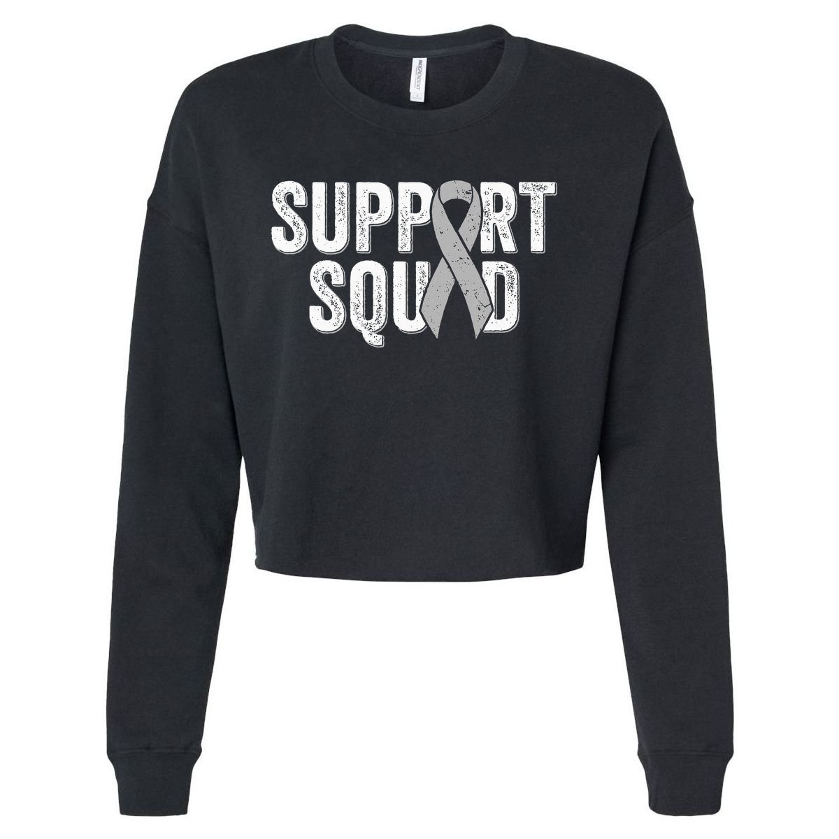Brain Cancer Support Squad Friend Family Support Ribbon Cropped Pullover Crew
