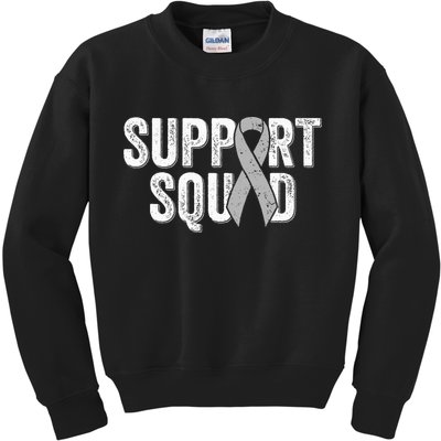 Brain Cancer Support Squad Friend Family Support Ribbon Kids Sweatshirt